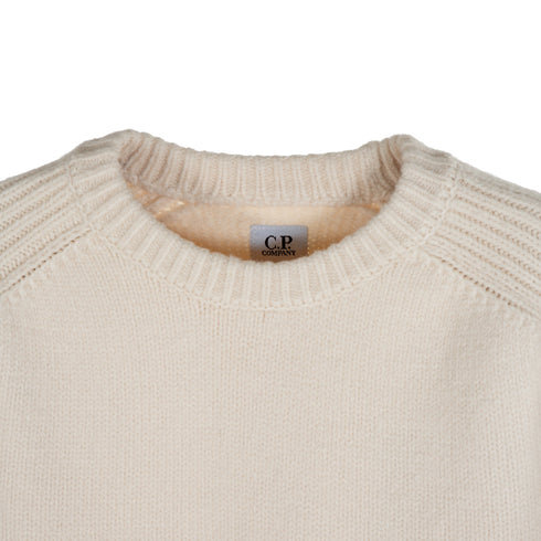 C.P. Company Cotton/Nylon Knit Sweater Gauze White 103 13CMKN208A-006375A Degli Uberti